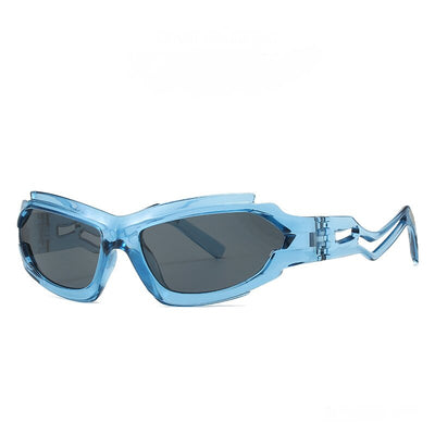 Futuristic Sports Wrap Man Sunglasses - Bold Blue Frames with UV Protection