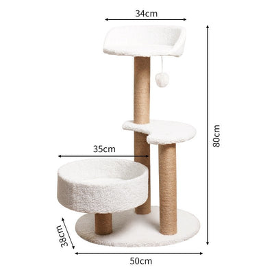 Modern Cat Tree Tower with Scratching Posts and Cozy Perches (50x38x80 cm)