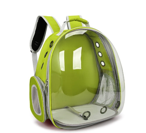 Green Red Pet Carrier Backpack with Transparent Window 33*18*42cm