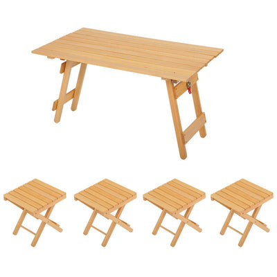 Folding tables and chair set one table four stools-log color