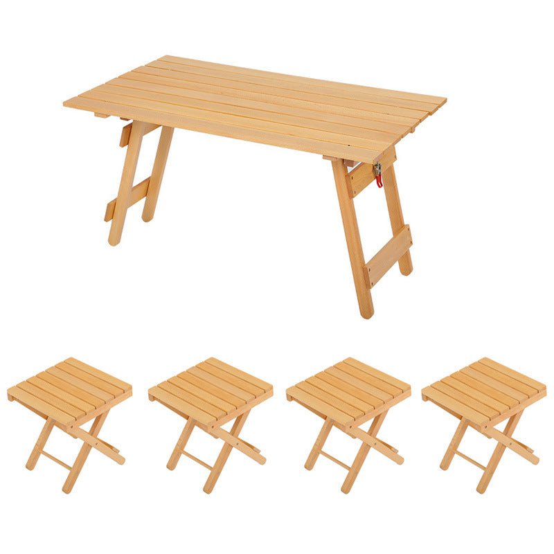 Folding tables and chair set one table four stools-log color