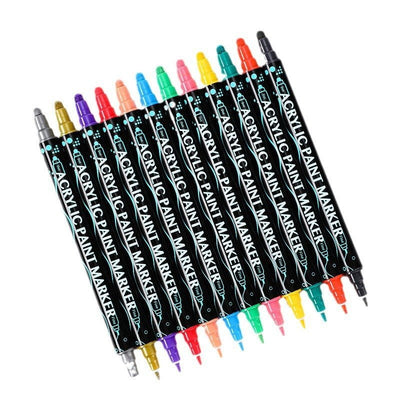 Dual-Tip Acrylic Marker Set - 26 Vibrant Colors for Art and Craft Projects