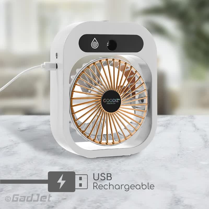 White color USB 2-in-1 Misting Fan & Humidifier Portable Cooling and Humidifying Solution