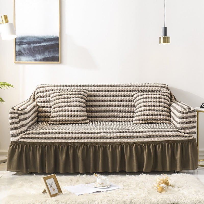 Elastic sofa cover-two-color coffee (90-140cm)