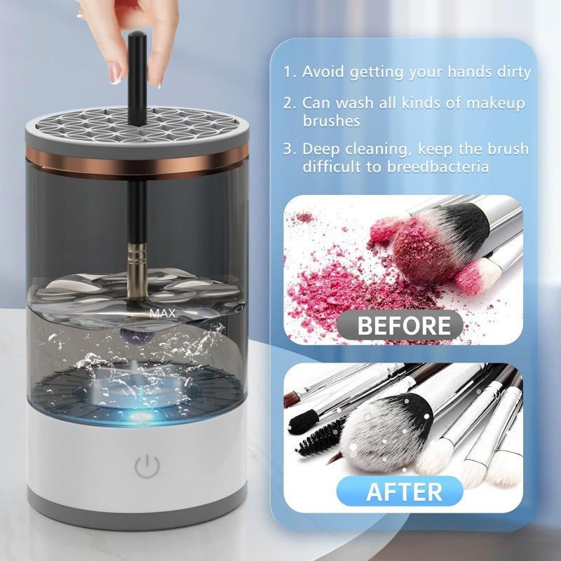 Transparent USB-Powered Automatic Makeup Brush Cleaner - Fast, Hygienic, and Easy-to-Use Brush Cleaning Machine