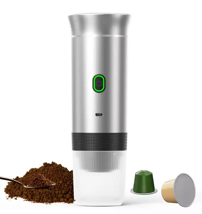 White Portable Espresso Coffee Machine - Universal 3-in-1 Capsule, Coffee Powder, and Espresso Maker