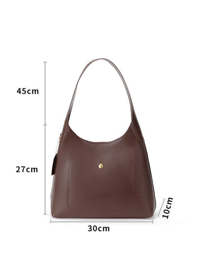 Black Oil-Wax Leather Style Casual Shoulder Bag, Versatile Handbag and Crossbody Tote for Women