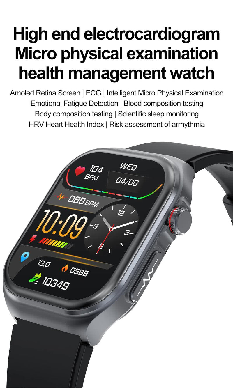 Blue Smartwatch with Bluetooth Calling, ECG, Blood Pressure, Heart Rate, and Multi-Sport Modes