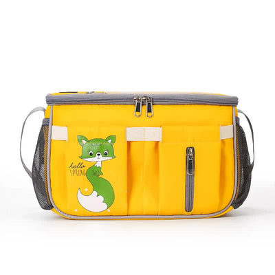 Yellow Stroller Organizer Bag - Multi-Functional Baby Bag with Touchscreen Window, USB Port, and Bottle Holders