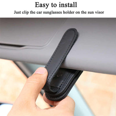 2pcs Black Car Sun Visor Glasses Holder - Universal Sunglasses Clip for Secure Storage