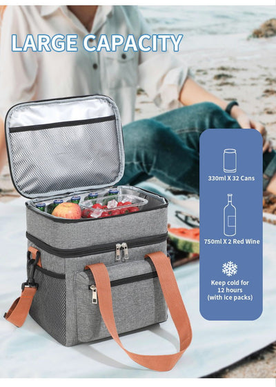 Nevy Blue Waterproof Insulated Lunch Bag - Leakproof Thermal Cooler for Food and Drinks