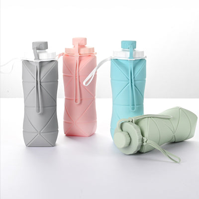 Pink 600ml Silicone Folding Water Bottle - Eco-Friendly Collapsible Travel Bottle600ml Silicone Folding Water Bottle - Eco-Friendly Collapsible Travel Bottle