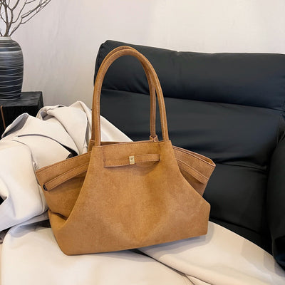 Brown Elegant Suede Tote Bag - Soft and Stylish Handbag for Everyday Use