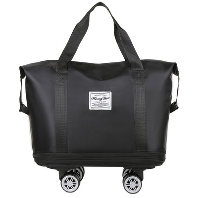 Black Large Capacity Travel Bag with Expandable Design, Waterproof & Wet-Dry Separation, 360° Spinner Wheels - Ideal for Students, Business, and Maternity