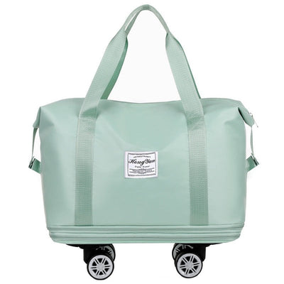 Light Green Large Capacity Travel Bag with Expandable Design, Waterproof & Wet-Dry Separation, 360° Spinner Wheels - Ideal for Students, Business, and Maternity