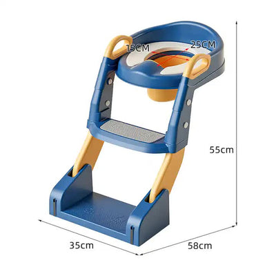 Green Children's Toilet Trainer Seat - Foldable Potty Ladder with Color Box, Easy-to-Use Toilet Seat for Kids