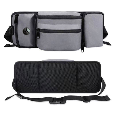 Grey Portable Dog Training Bag - Multi-Function Pet Snack Pouch, Waste Bag Holder, and Training Waist Bag for Dog Walking and Outdoor Adventures