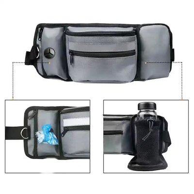 Grey Portable Dog Training Bag - Multi-Function Pet Snack Pouch, Waste Bag Holder, and Training Waist Bag for Dog Walking and Outdoor Adventures