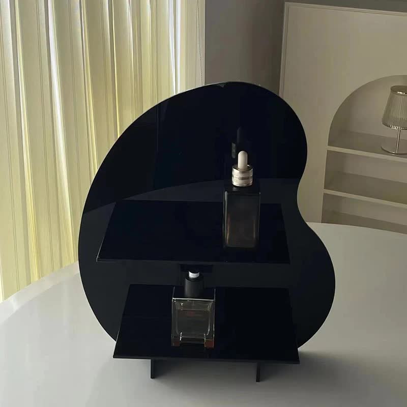 40*36*10cm Black Acrylic Desktop Storage Organizer - Christmas Aromatherapy Display Shelf for Cosmetics, Candles, and Decorative Items