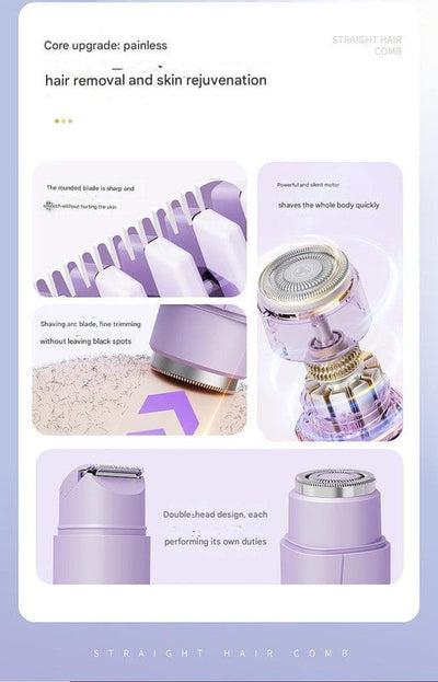 Purple Portable Wireless Electric Hair Remover – Dual-Head Rechargeable Mini Shaver for Women’s Sensitive Areas