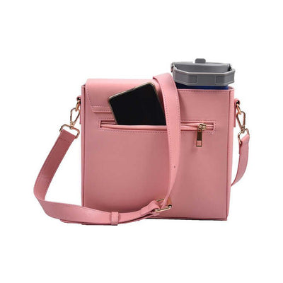 Pink Portable Beverage Bottle Cup Holder Bag | Trendy Crossbody Design for Daily Commute（No water cup）