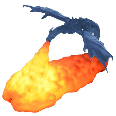 Blue Ice Dragon 3D Printed LED Dragon Flame Night Light - Unique Decorative Lamp for Desk, Bedroom & Gift Ideas