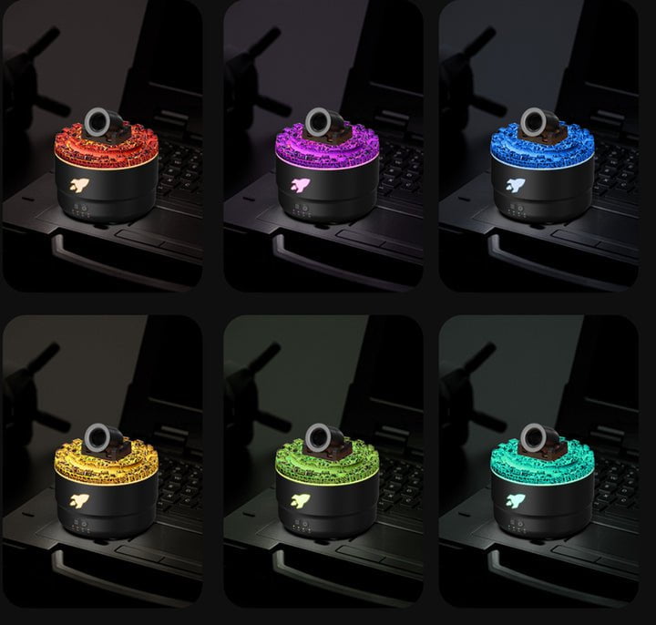 Black Creative Cannon-Shaped Aromatherapy Diffuser with Colorful LED Lights, 280ml Ultrasonic Humidifier, Dual Mist Modes, Desktop Small Air Freshener