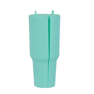 Turquoise 40oz Silicone Dual-Chamber Cup Separator - Food-Grade Drink Divider, Cold Drink Mug with Separate Compartments, BPA-Free Silicone Liner for Beverages, Juice, Coffee, and Tea