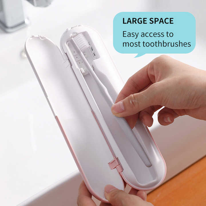 1 Piece Cyan Portable UV-C Toothbrush Sterilizer - Rechargeable Travel Case with UV-C Disinfection, Compact and Lightweight, Easy-to-Clean Design