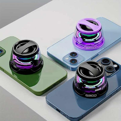 Green Portable Mini Bluetooth Speaker with Magnetic Base, High-Quality Bass and Surround Sound, Colorful Ambient Lighting, USB Rechargeable, 6-Hour Battery Life