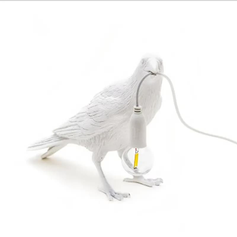 Black Bird Standing Shape Nordic Resin Bird Wall Lamp - Creative Animal Bedside Decorative USB Night Light, Stylish Bird Perched Lamp for Bedroom and Living Room