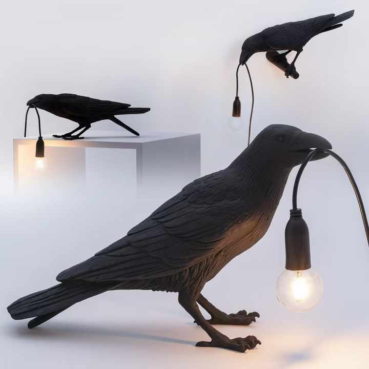 White Bird Sitting Shape Nordic Resin Bird Wall Lamp - Creative Animal Bedside Decorative USB Night Light, Stylish Bird Perched Lamp for Bedroom and Living Room