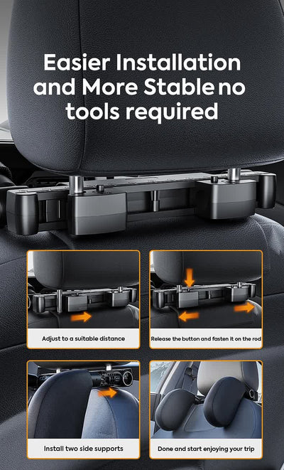 Off White Adjustable 3D Memory Foam Car Seat Headrest with Side Support, Universal Neck Pillow for Travel Comfort