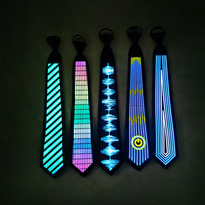 Style 05 LED Sound-Activated Glowing Tie - Party Performance Accessory with Adjustable Light Patterns(Batteries not included, self-provided)