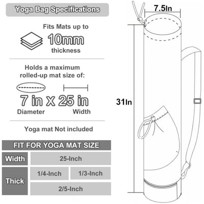 Off White Durable Yoga Mat Carry Bag - Multi-Functional Fitness Backpack with Wet Pocket(Mugs are filming props, not included)