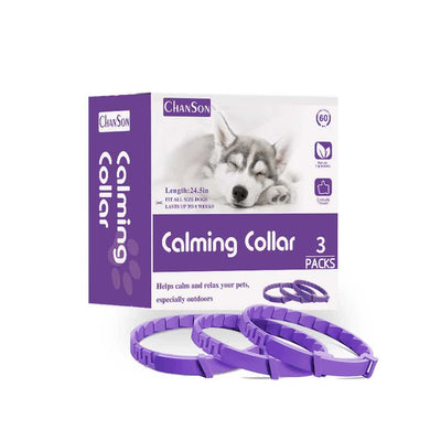 Purple Calming Collars for Dogs - Natural Stress Relief, Adjustable, 3 Pack (2 set/6PCS)