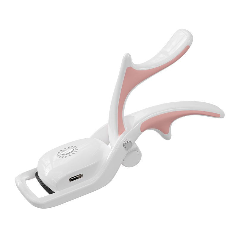 White Electric Heated Eyelash Curler - 3 Temperature Settings, Rechargeable, Compact Design