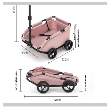 Blue Foldable Pet Travel Wagon for Small Dogs - Lightweight and Portable