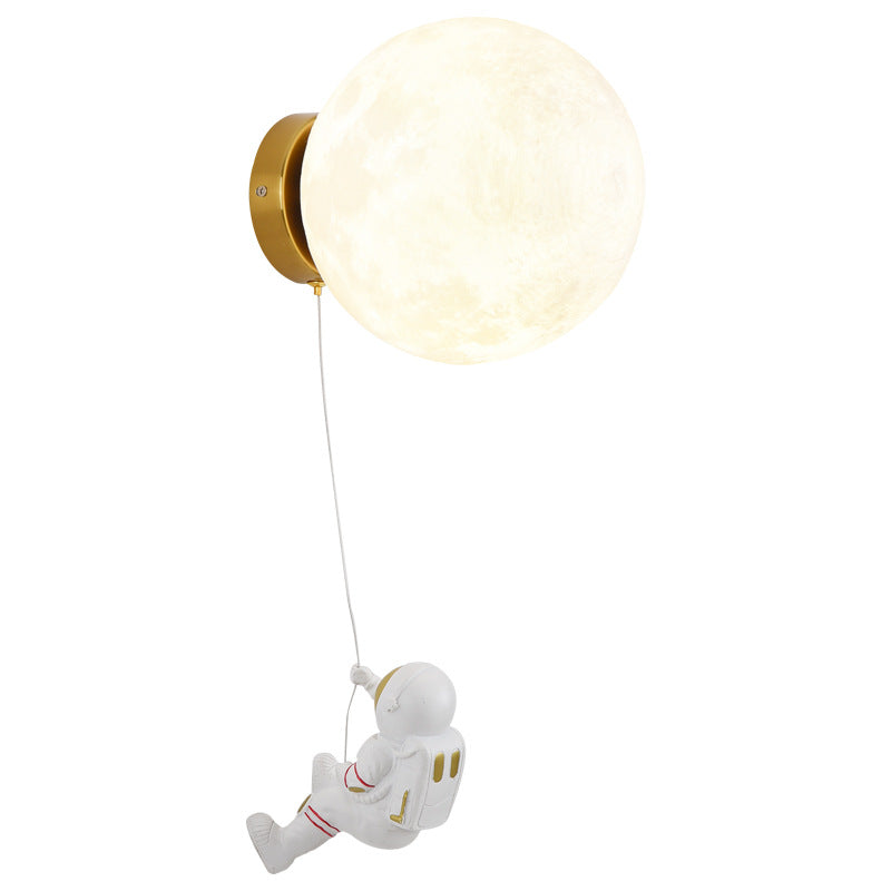 Astronaut Moon Wall Lamp with Warm Light,Diameter 20cm