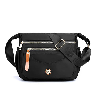 Black Nylon Crossbody Bag with Multiple Compartments - Compact and Stylish Design