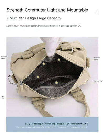 0485# Purple Multifunctional Nylon Shoulder Bag - Lightweight and Spacious Handbag for Women, 20x15x11cm