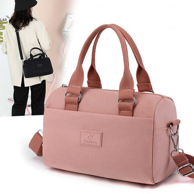 0486# Black Multifunctional Nylon Shoulder Bag - Lightweight and Spacious Handbag for Women, 27x18x14cm