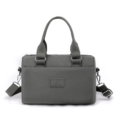 0486# Gray Multifunctional Nylon Shoulder Bag - Lightweight and Spacious Handbag for Women, 27x18x14cm