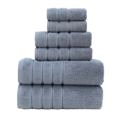 Gray Luxury Cotton Towel Set - 6-Piece Ultra-Soft Bath, Hand, and Washcloth Set