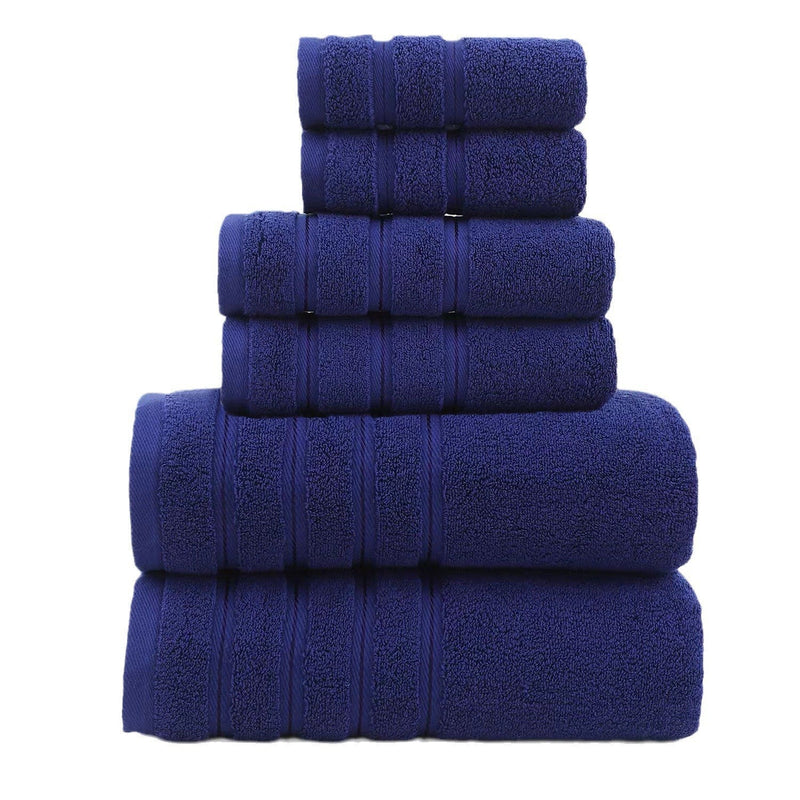 Blue Luxury Cotton Towel Set - 6-Piece Ultra-Soft Bath, Hand, and Washcloth Set