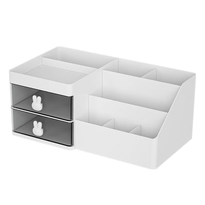 White Drawer-Style Cosmetic Organizer – Multifunctional Jewelry Storage Box for Desk - Minimalist Desk Organizer for Students