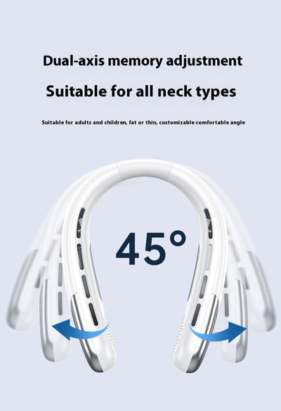 Digital Display Neck Fan - Rechargeable Portable Wearable Fan with Adjustable Speed- White 2400mAh