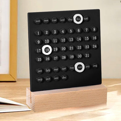 Black DIY Ring Perpetual Calendar - Creative Acrylic Desktop Calendar with Adjustable Rings