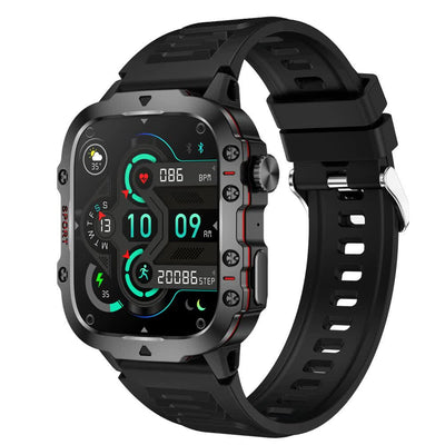 Black Rugged Smart Fitness Watch - Waterproof, Multi-Sport Modes, and Health Tracking