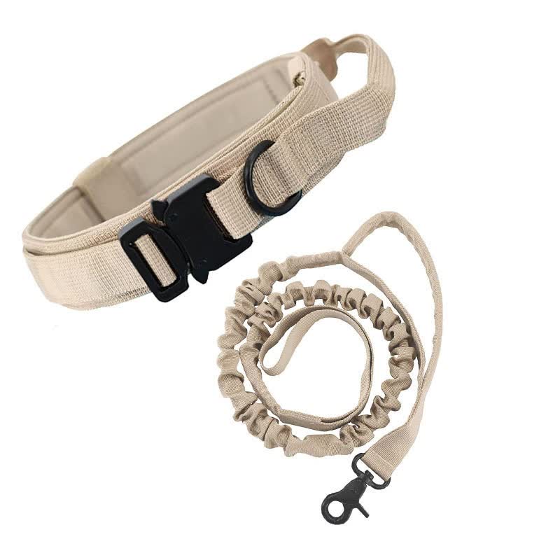 L khaki Hands-Free Dog Leash with Adjustable Waist Belt - Shock Absorbing Bungee Lead